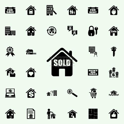 房子是出售图标房地产图标普遍设置为网络和移动插画图片素材